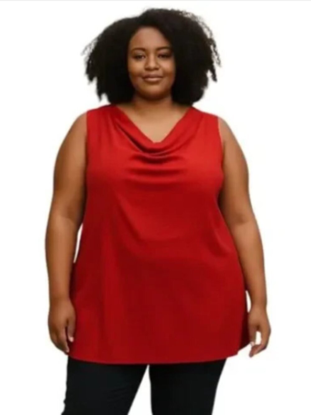 NEW Belldini Plus Size 2X Red Beaded Blouse Cowl Neck Translucent Holiday Shiny